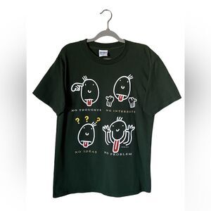 Gildan Vintage 100% Cootton Green Shirt Tees Short Sleeve  Size L